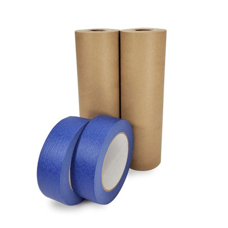 IDL PACKAGING 9in x 60 yd Masking Paper and 1 1/2in x 60 yd Painters Tape, for Covering, 2PK 2x GPH-9, 4463-112
